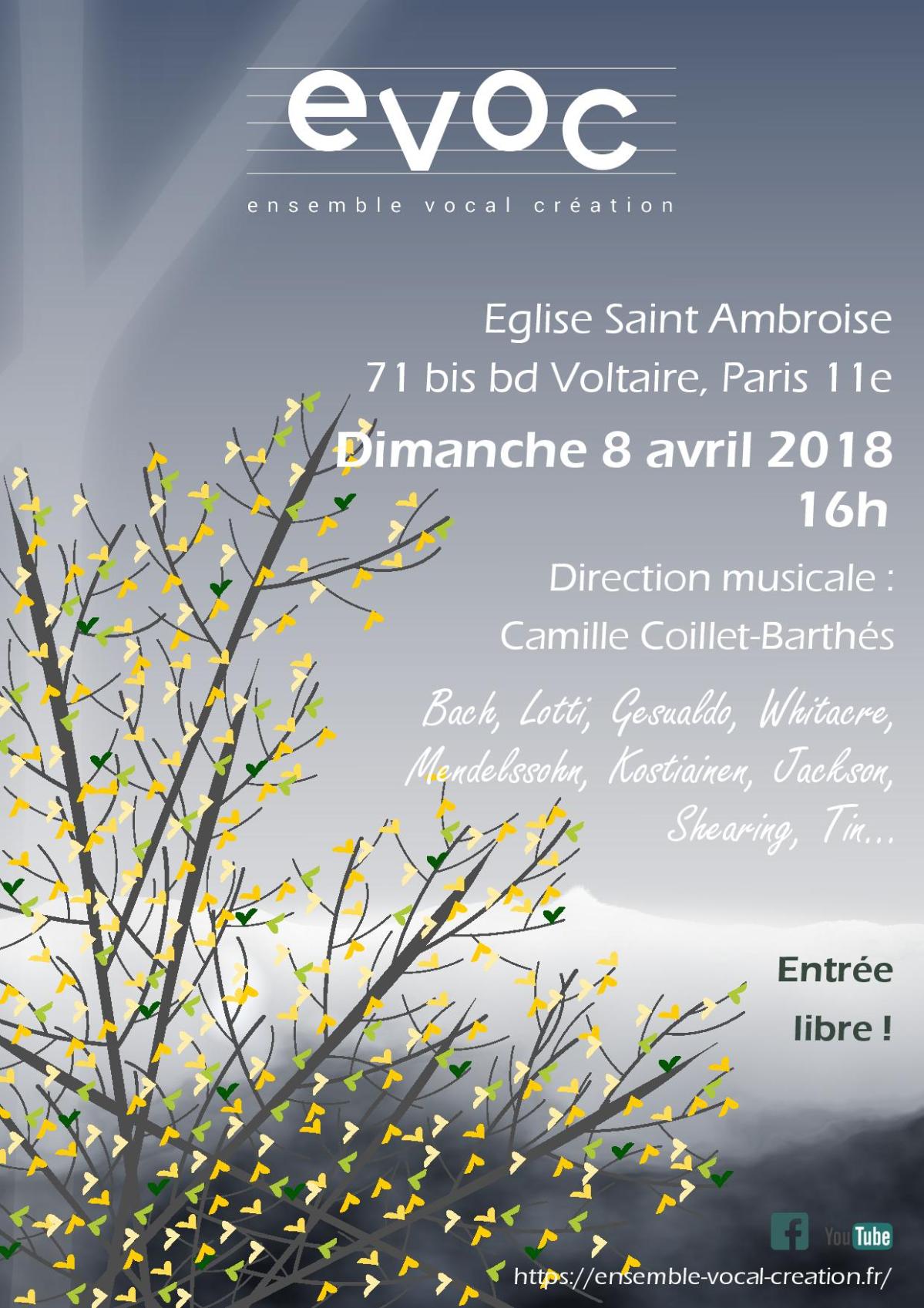 Concert à Saint-Ambroise le 8&nbsp;avril
