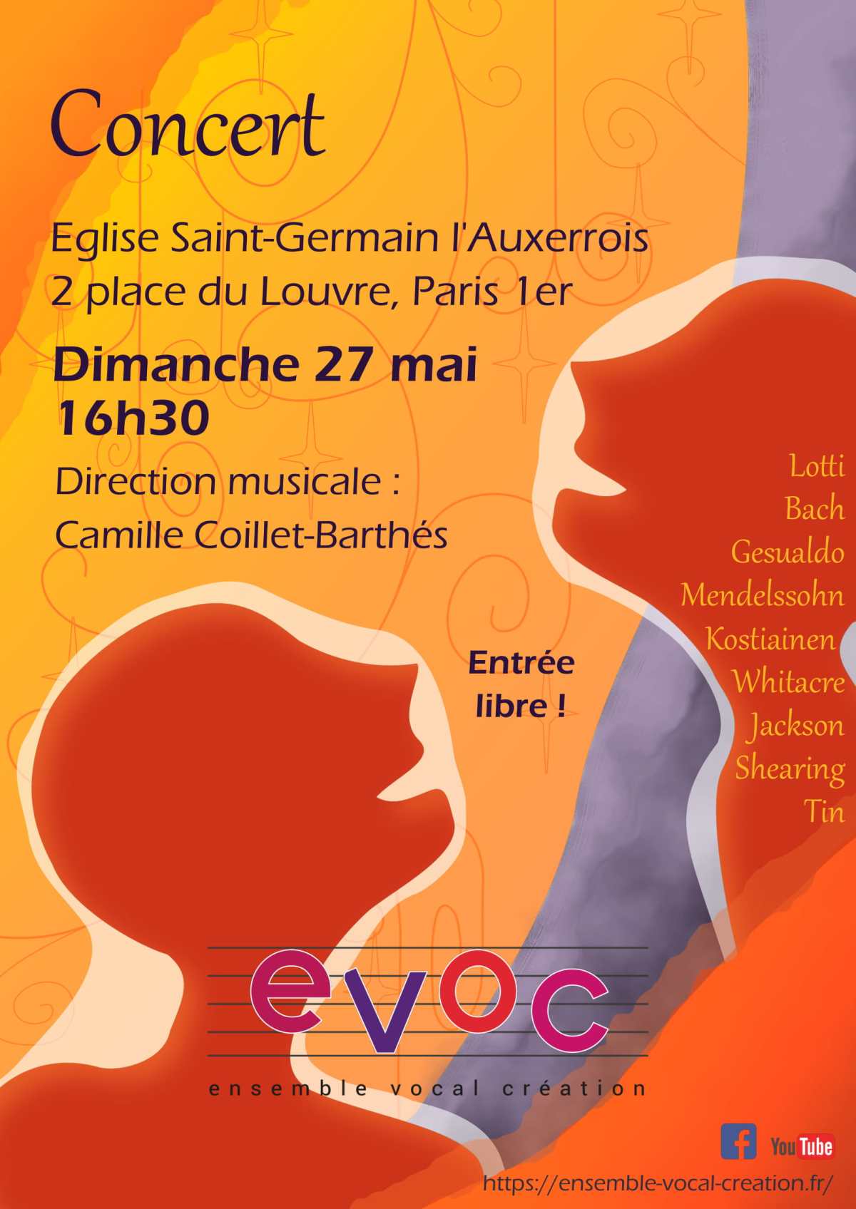 Concert le 27 mai&nbsp;2018